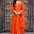 Orange embroidered vichitra silk kurti with pant and duppata set