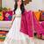 White cotton gota patti girls lehenga choli with bandhani dupatta