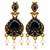 Gold oxidised traditional black drop earrings