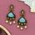 Gold oxidised traditional mint  drop earrings