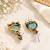 Gold oxidised traditional mint  drop earrings