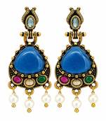 Gold oxidised traditional multi drop earrings