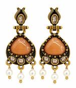 Gold oxidised traditional orange drop earrings