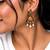 Gold oxidised traditional orange drop earrings