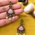 Gold oxidised traditional pink green drop earrings