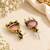 Gold oxidised traditional pink green drop earrings