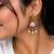 Gold oxidised traditional pink green drop earrings
