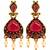 Gold oxidised traditional ruby red drop earrings