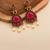 Gold oxidised traditional ruby red drop earrings