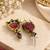 Gold oxidised traditional ruby red drop earrings