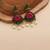 Gold oxidised traditional red green drop earrings