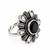 German silver oxidized cz black floral adjustable finger ring