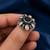German silver oxidized cz black floral adjustable finger ring