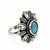 German silver oxidized cz blue floral adjustable finger ring