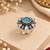 German silver oxidized cz blue floral adjustable finger ring