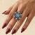 German silver oxidized cz blue floral adjustable finger ring