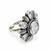 German silver oxidized cz clear floral adjustable finger ring