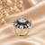 German silver oxidized cz clear floral adjustable finger ring
