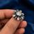 German silver oxidized cz clear floral adjustable finger ring
