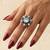 German silver oxidized cz clear floral adjustable finger ring