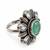 German silver oxidized cz mint floral adjustable finger ring