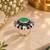 German silver oxidized cz mint floral adjustable finger ring