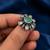 German silver oxidized cz mint floral adjustable finger ring