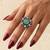 German silver oxidized cz mint floral adjustable finger ring