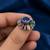 German silver oxidized cz multi floral adjustable finger ring