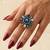 German silver oxidized cz multi floral adjustable finger ring