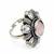 German silver oxidized cz pink floral adjustable finger ring