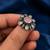 German silver oxidized cz pink floral adjustable finger ring
