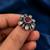 German silver oxidized cz ruby red floral adjustable finger ring