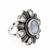 German silver oxidized cz white floral adjustable finger ring