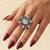 German silver oxidized cz white floral adjustable finger ring