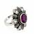 German silver oxidized cz wine floral adjustable finger ring