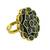 Black geometric floral adjustable finger ring
