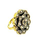 Champagne geometric floral adjustable finger ring