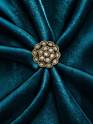 Champagne geometric floral adjustable finger ring 3