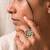 Champagne geometric floral adjustable finger ring