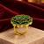 Green geometric floral adjustable finger ring