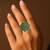 Green geometric floral adjustable finger ring