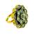Mint green geometric floral adjustable finger ring