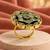 Mint green geometric floral adjustable finger ring