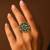 Mint green geometric floral adjustable finger ring