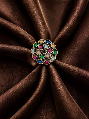 Multi geometric floral adjustable finger ring 3