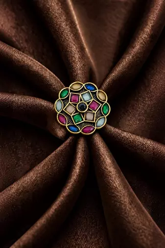 Multi geometric floral adjustable finger ring