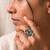 Multi geometric floral adjustable finger ring