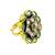 Peach green geometric floral adjustable finger ring