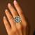Peach green geometric floral adjustable finger ring